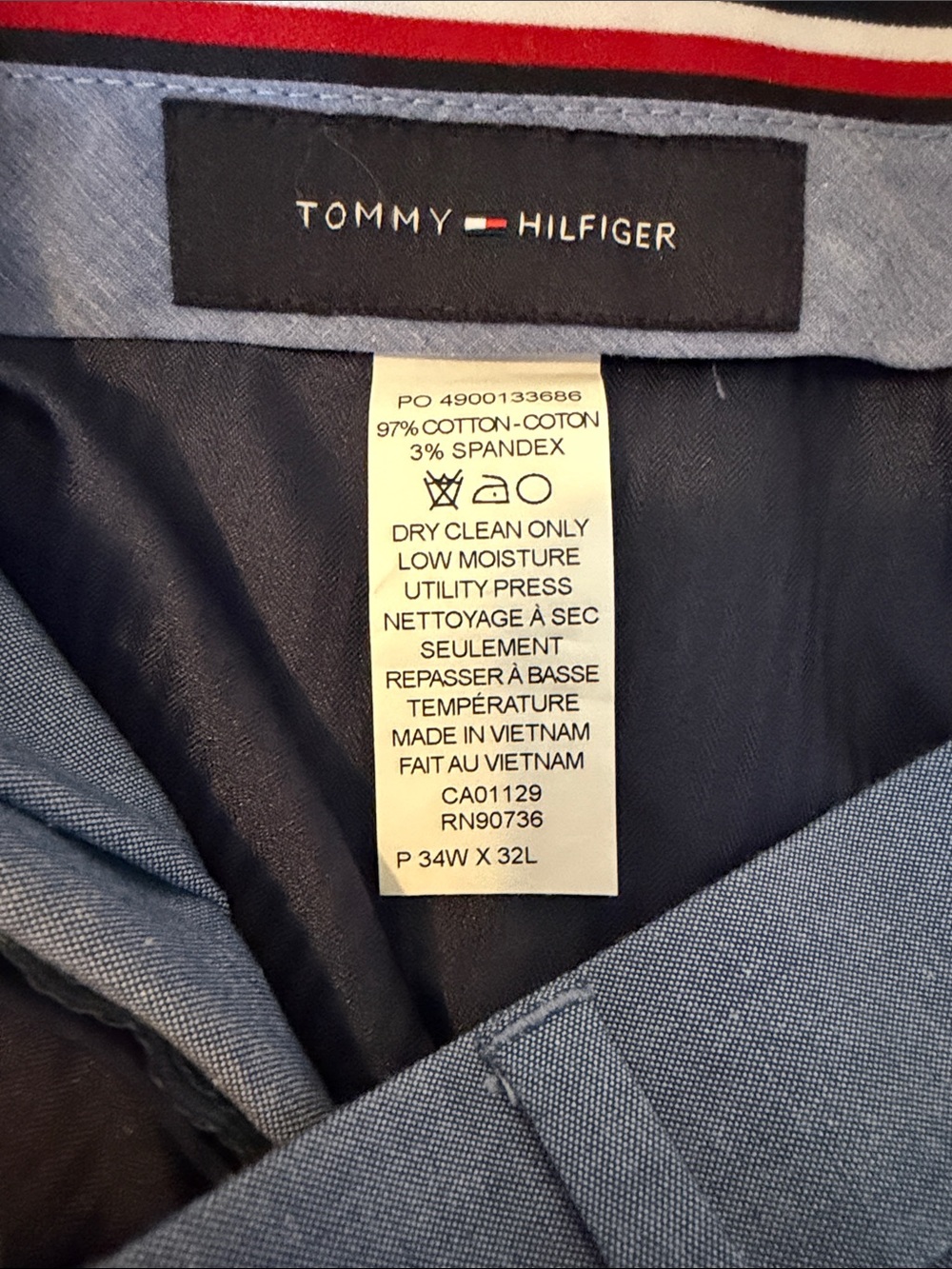 Light Blue Men's Two-Button Chambray Suit Jacket with Pants. - Picture 7 of 7